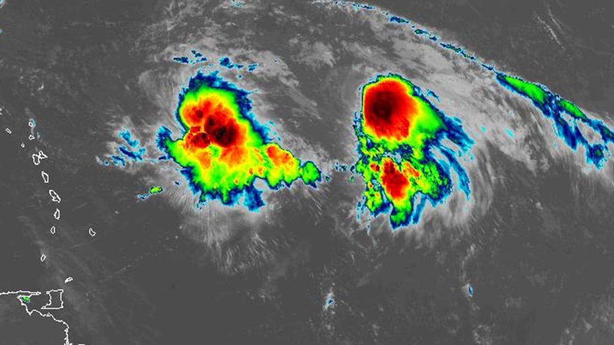 Hurricanes Merging 2 Atlantic storms may soon collide. Rare ‘Fujiwhara effect’ shapes what ...