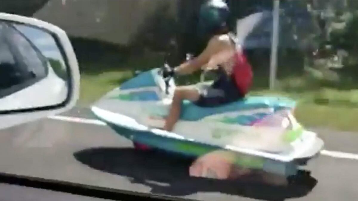 Man Riding Jet Engine Watch this Florida man legally drive a motorized jet ski