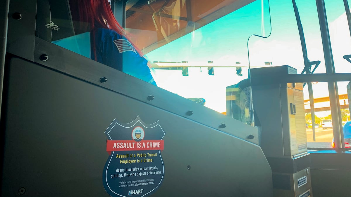Bus Driver Assault Sign Safety shields going in fast after second bus driver attacked in Tampa